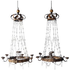 Antique Pair 19th c. Lustres from a Small Chapel in Piacenza, Italy