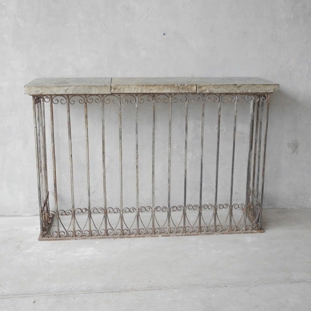 French 18th c. Iron Balcony Console with Reclaimed Stone Top