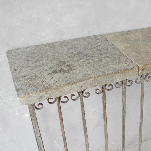 18th c. Iron Balcony Console with Reclaimed Stone Top 1