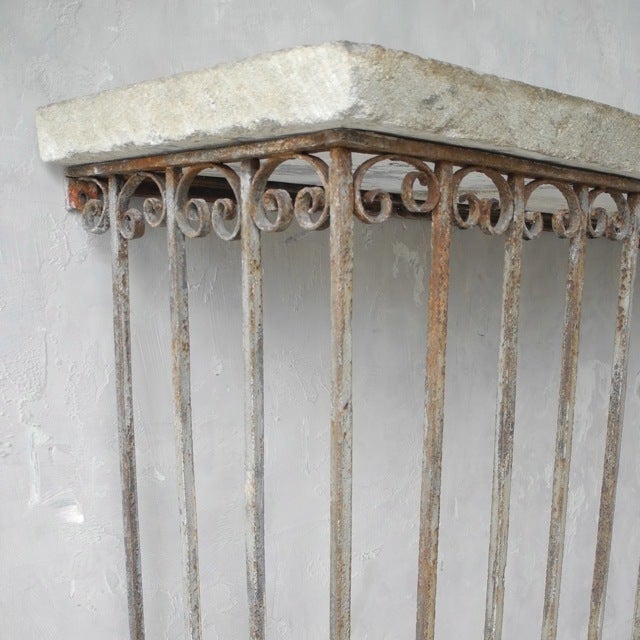 18th c. Iron Balcony Console with Reclaimed Stone Top 2