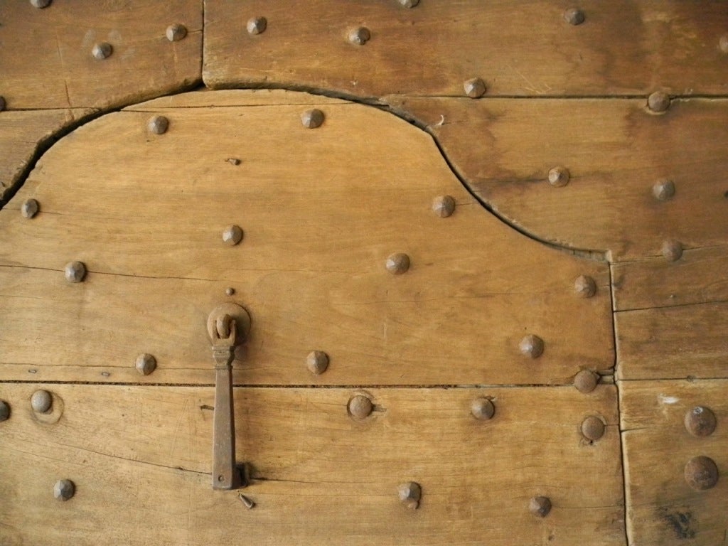 Italian Reclaimed 17th Century Entrance Door with Nailhead Details from Arezzo, Italy