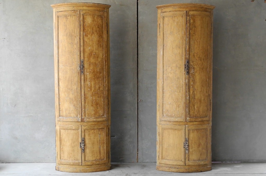 Pair 18th c. Corner Cabinets from a French Boiserie