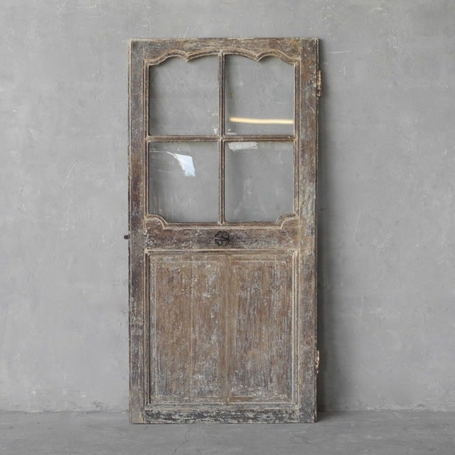 18th c. Door with Glass from a Village House in Chinon, in the Touraine Region of France