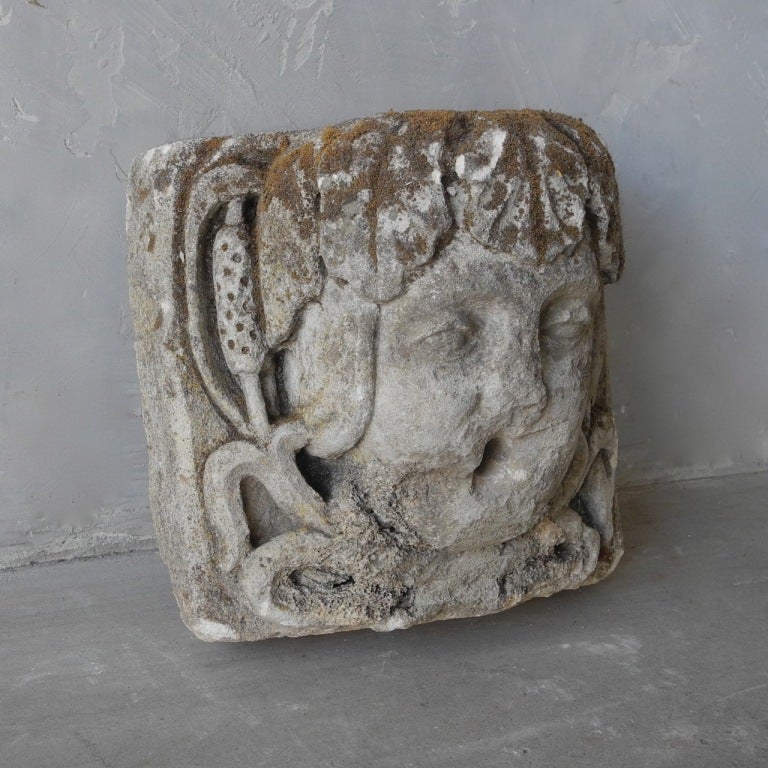 French Antique Stone Foutain Face