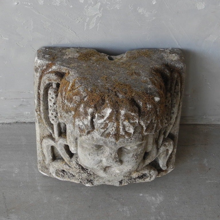 Carved Antique Stone Foutain Face