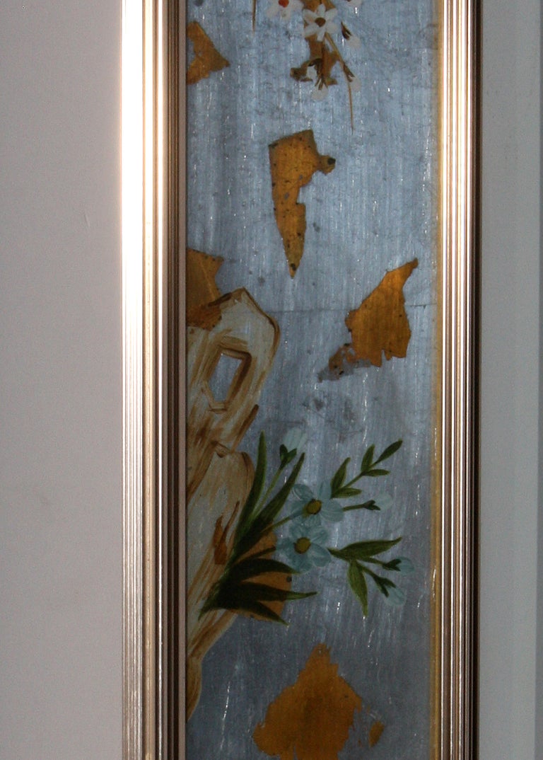 Late 20th Century LaBarge eglomise hand painted mirror with gold and silver leaf motif, c. 1970