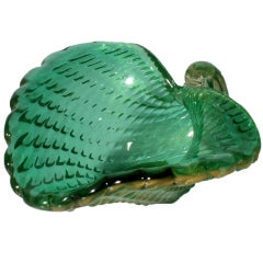 Green Murano Glass Shell Bowl, circa 1950 2