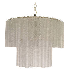 Oval Venini Two-Tier Chandelier with Clear Crystal Tubes, circa 1960