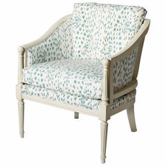 Ivory Chair with Aqua Brunschwig & Fils, circa 1950