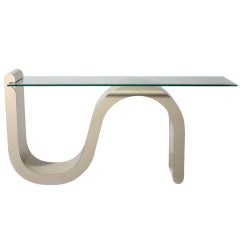 Ivory Laminate Console Table In The Style Of Karl Springer, C. 1970