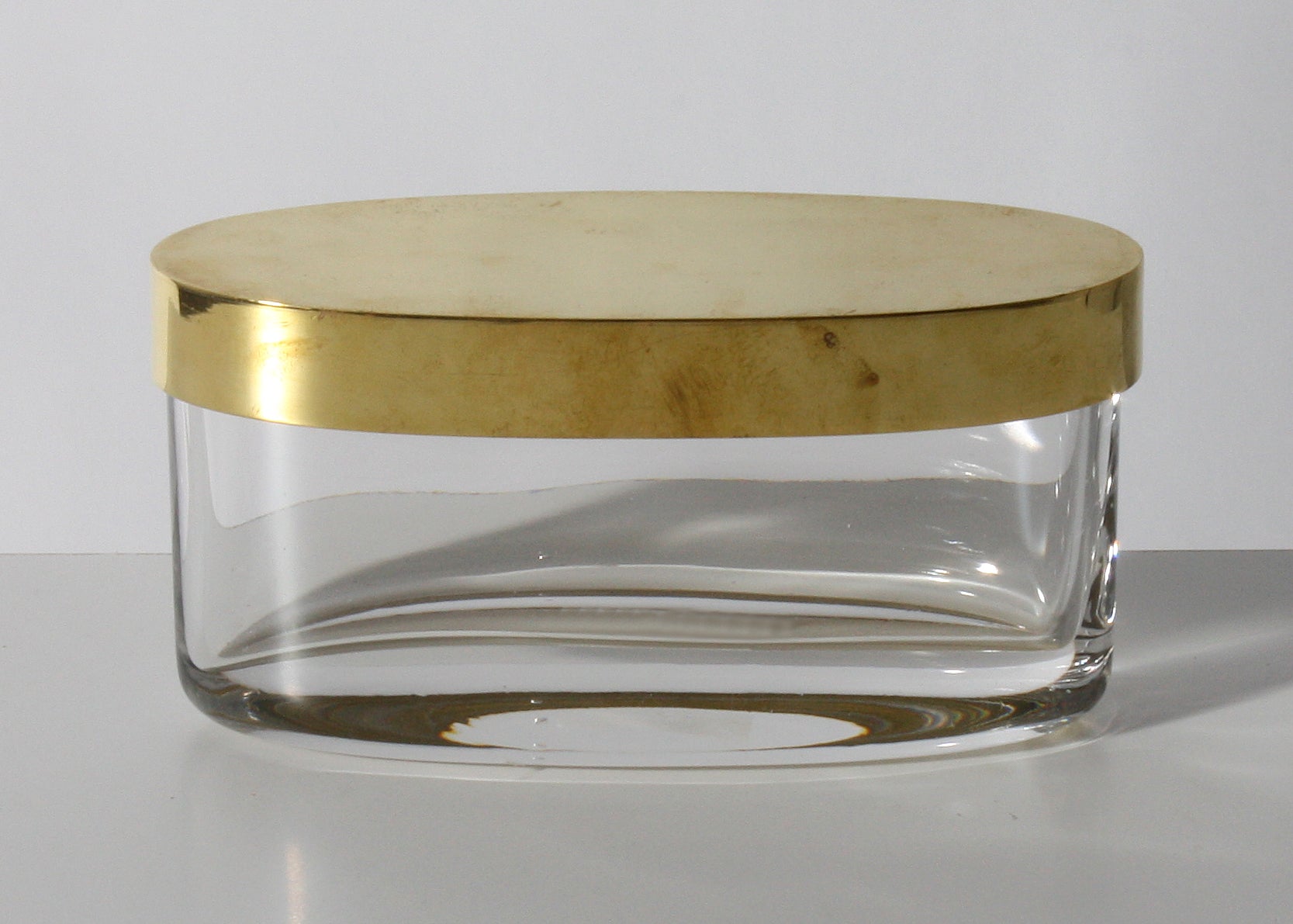 Oval glass jar with bronze top, c. 1950 at 1stDibs