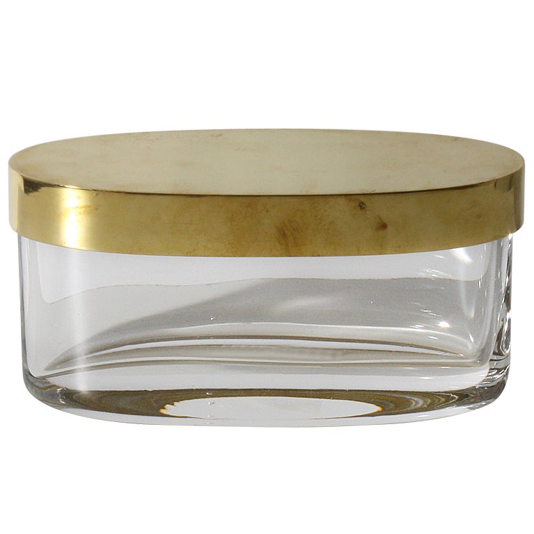 Oval glass jar with bronze top, c. 1950 at 1stDibs