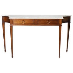 French Jansen Wood and Calacatta Marble Console, circa 1940