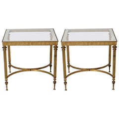 Pair of brass and glass occasional tables c. 1940