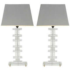 Pair Of Crystal Italian Lamps, C.1960
