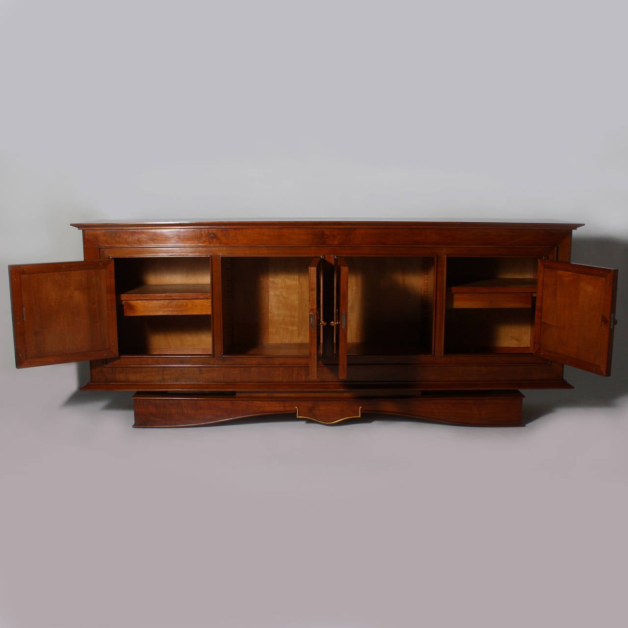 Mid-20th Century Merisier Buffet With Parchment Inlay and Bronze Mermaid Mounts, circa 1940