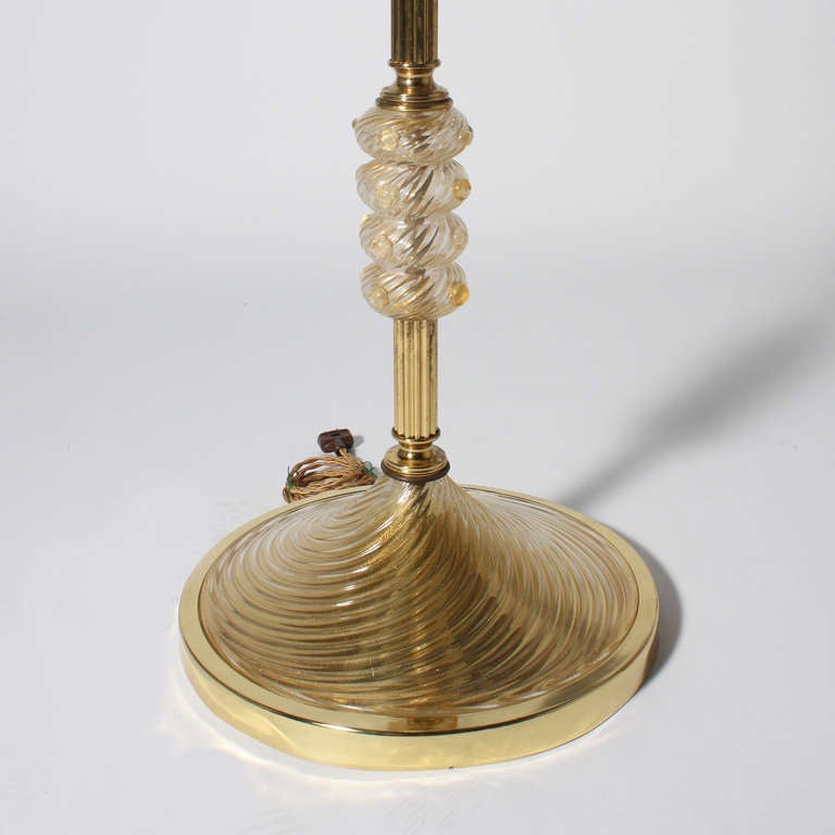 French Bronze and Murano Glass Floor Lamp ca. 1950