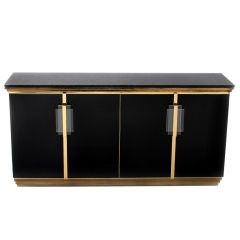 Bronze and opaline buffet with a marble top and Lucite pulls