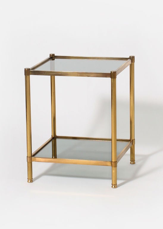 Pair of bronze and glass cigarette tables