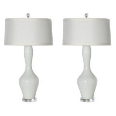 Pair of white Murano lamps, c. 1960