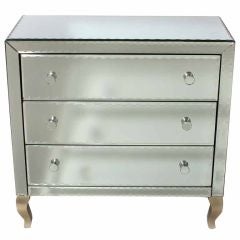 Mirrored commode with 3 drawers