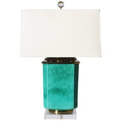 Stiffel Turquoise Ceramic Lamp, circa 1950