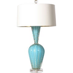Turquoise Murano lamp with 22k teardrop inclusions,