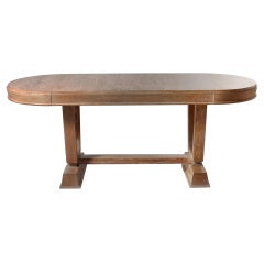 Oval Cerused Oak Table, C. 1960