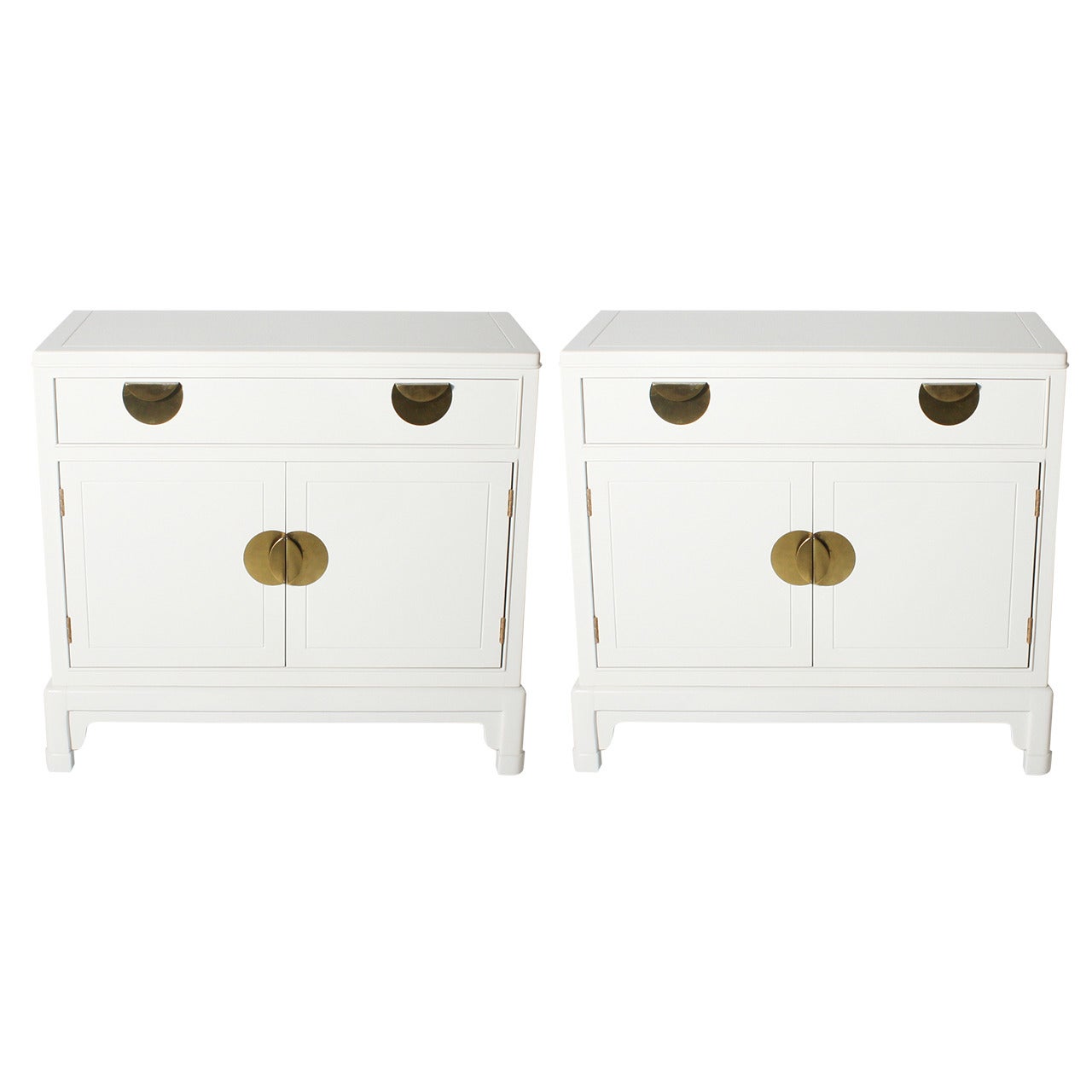 Pair of Commodes with Brass Pulls, circa 1970