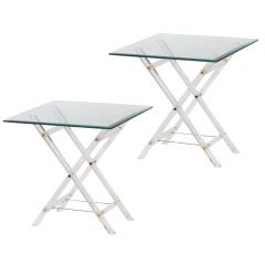 Pair of Fontana Arte Style Lucite & glass folding tables