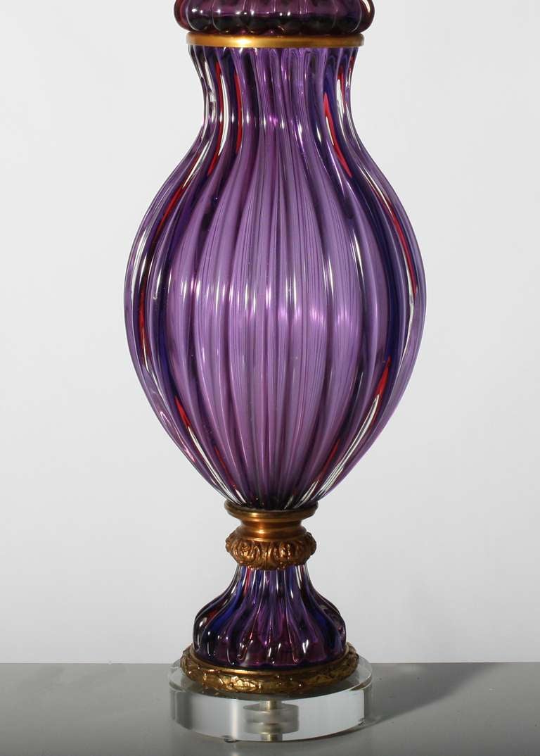 Purple Marbro Murano lamp c. 1950 In Excellent Condition In Dallas, TX