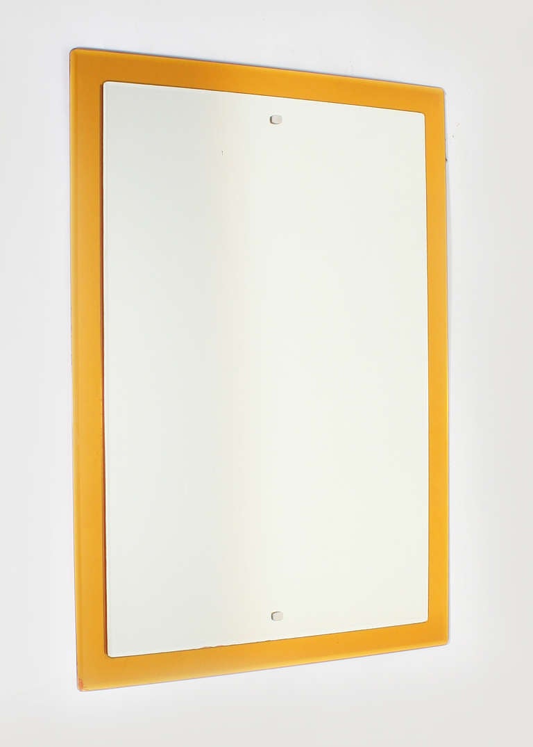 Mirror with yellow glass frame, Circa 1940 at 1stdibs