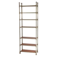 Etagere with leather wrapped shelves