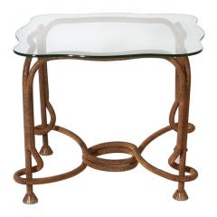 Pair of one-of-a kind twisted rope motif bronze tables
