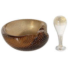 Gold Murano Mortar and Pestle with Bubble Inclusions, c. 1950