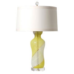 White, yellow 
bronze striped Murano lamp