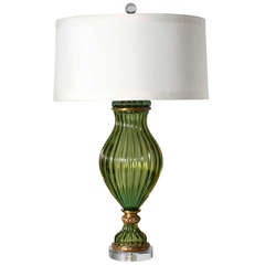 Large Green Marbro Murano Lamp, C. 1950