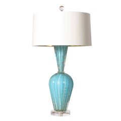 Turquoise Murano lamp with 22k teardrop inclusions