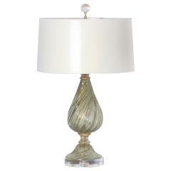 Green Barovier and Toso Murano lamp with gold accents