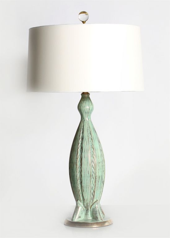 Pair of Stangl turquoise lamps