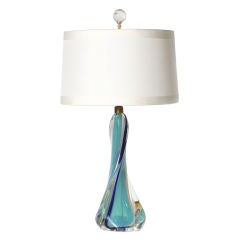 Cased blue Seguso Murano lamp