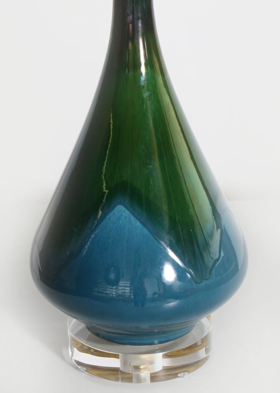 American Blue & green ceramic drip glaze lamp