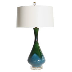Blue & green ceramic drip glaze lamp