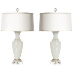 Pair of opaline Murano lamps