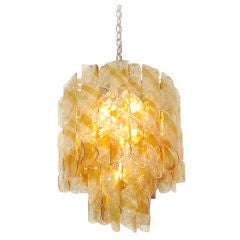 Amber and clear twisted canes Murano chandelier
