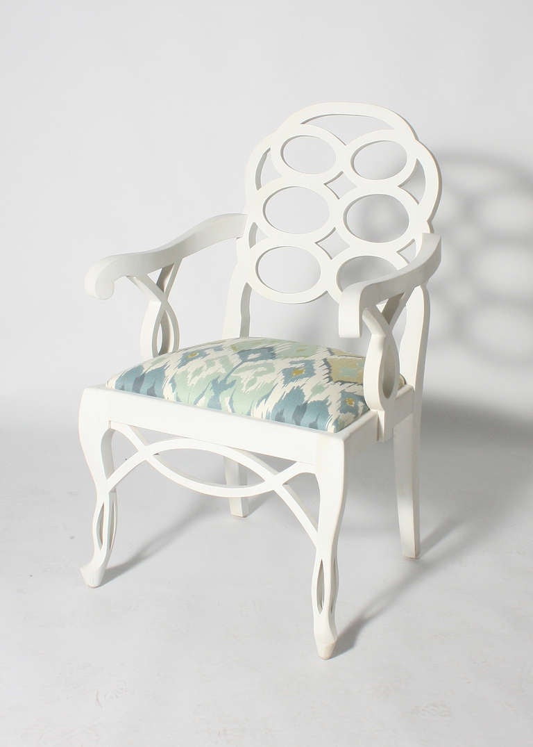 American Pair of Ivory Loop armchairs in the style of Frances Elkins, circa 1950