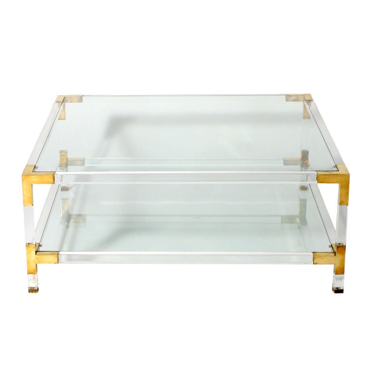 Bronze, Lucite & glass coffee table, c.1970