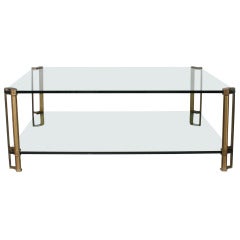Bronze Coffee Table With Glass Shelves By Peter Ghyczy, C. 1970