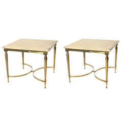 Pair of Bronze and Onyx French Lamp Tables Vintage Pair of Bronze and Onyx French Lamp Tables