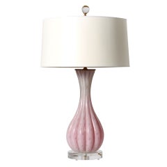 Pale pink ribbed Murano lamp, c.1950